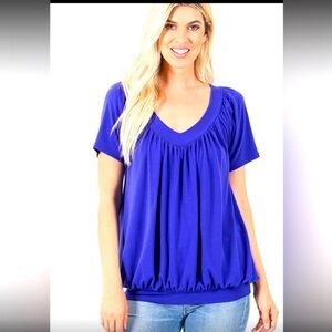 Zenana Outfitters Bright Blue Short Sleeve Top